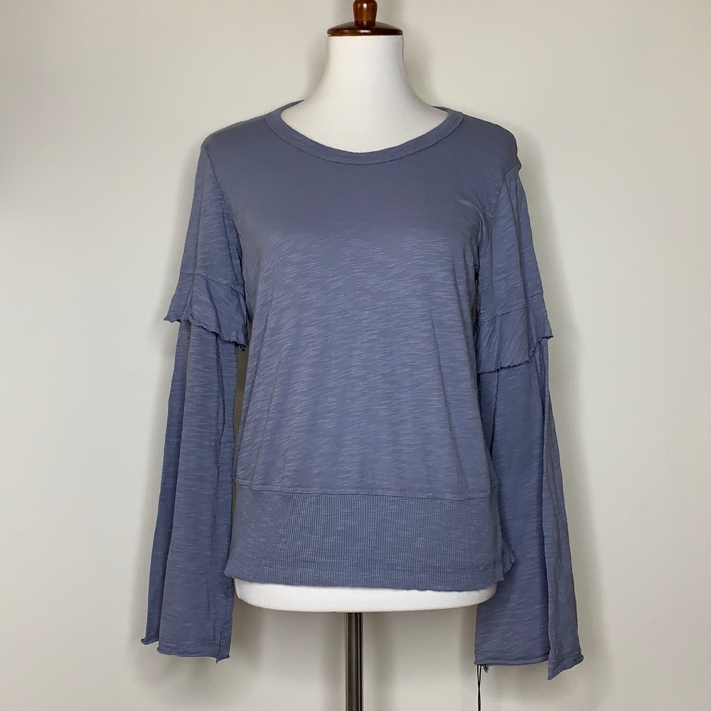 WILT Easy Layered Bell Sleeve Sweatshirt in Frost